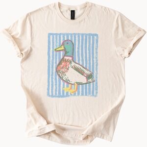 Gildan Cream Short Sleeve Tee with Colorful Duck Graphic